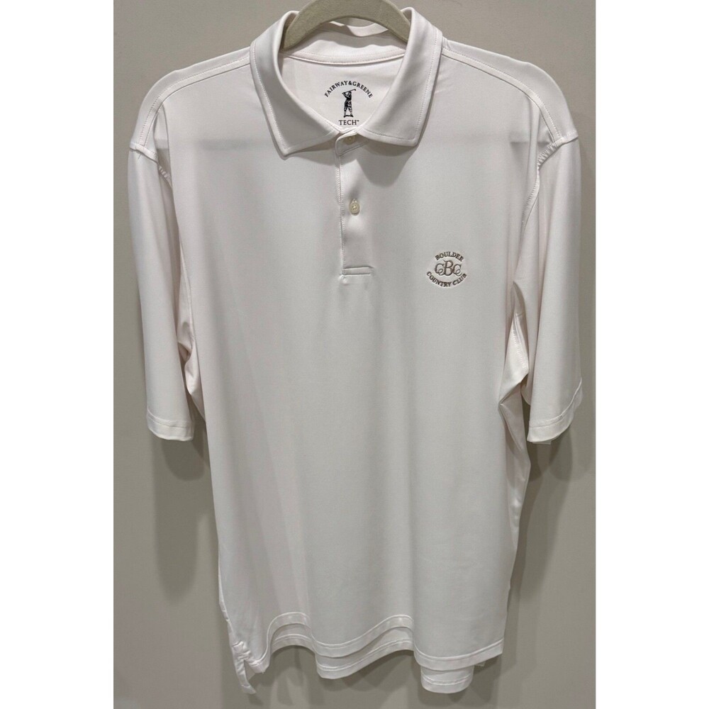 BOULDER COUNTRY CLUB - F&G Tech Golf Shirt - Men's Size Large - White